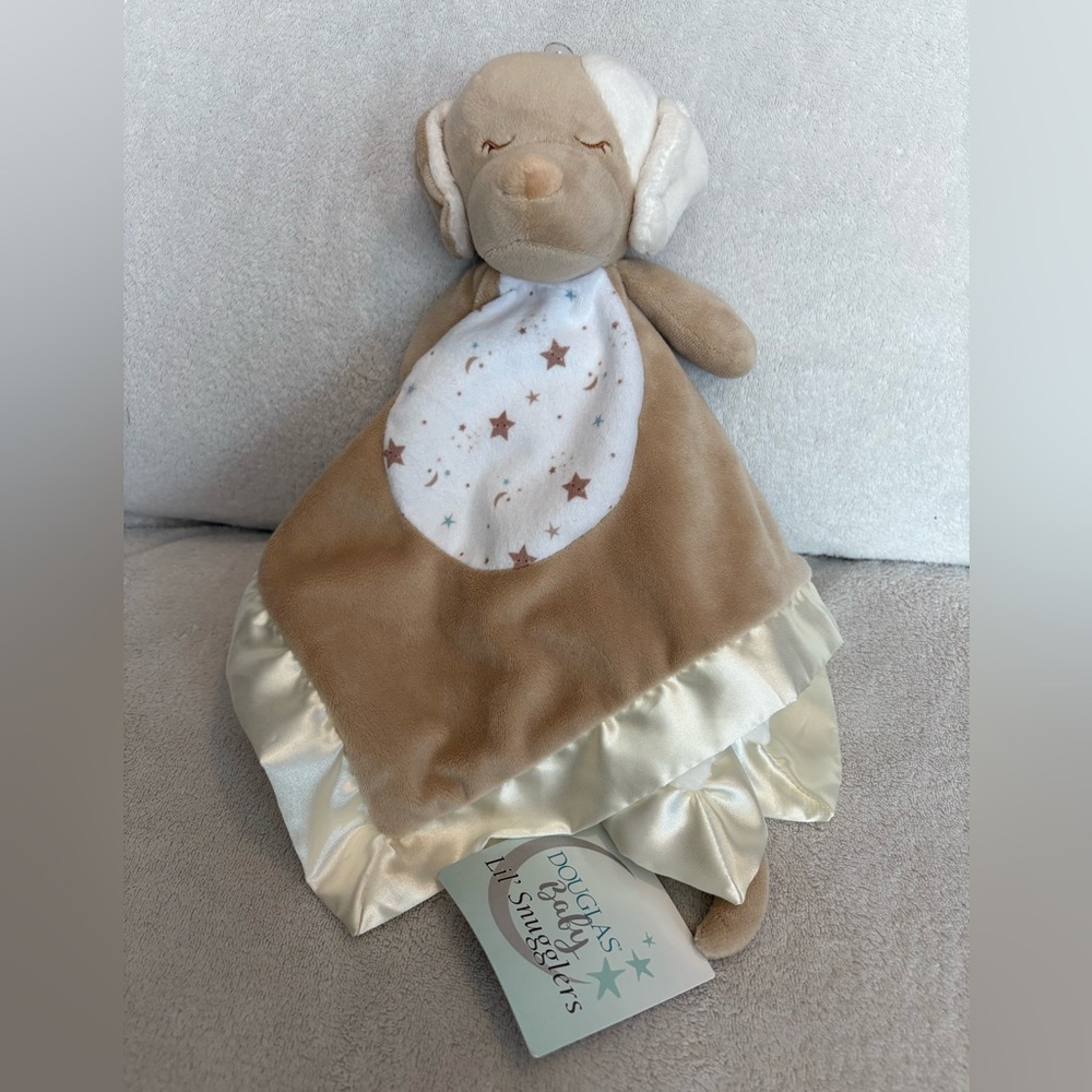 NEW Puppy Dog Tan Plush Douglas Baby Lil Snugglers Lovey Security Blanket 15X15”